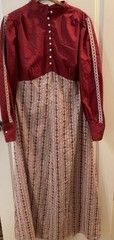 Vintage Pioneer Peasant Maxi Dress Size M Pilgrim Festival Boho Maroon Handmade