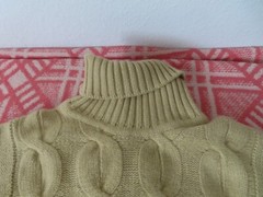 Vntg Ballantyne of peebles beige Cashmere Turtleneck cableknit Sweater 102cm-40