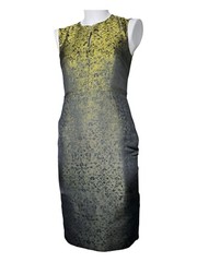 Max Mara Gold Black Knee Length Pencil Dress Sz 2 Cocktail Party Business