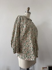 Mid Century Handcrafted Floral Cotton Smock Top Artist Workwear Folk Prairie OS