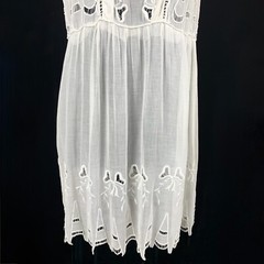 1910s Edwardian White Lawn Tunic or Tea Dress M/L Top Cutwork Drop Waist Flawed