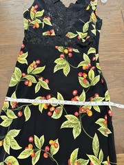 Vintage Y2K Bebe Cherry Print Lace Trim Slip Dress, Black Red, Women’s Size M