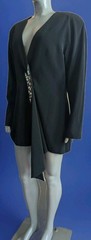 Vintage 80s D’ore Black Draped Jacket w/Rhinestone Accent Draped Fold 16