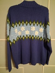 Vintage 1990s Timberlea Blue Christmas Snowman Ugly Christmas Sweater XL
