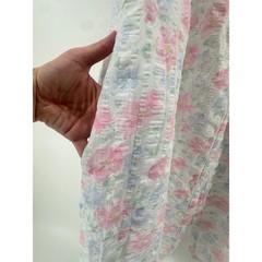 Vintage Carriage Court Floral Lace Nightgown Robe Pastel Pink Blue Seersucker