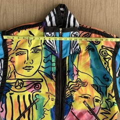 Vintage Jacket Giacca Sport Picasso-style multicolor abstract print Zipper Sz L