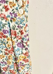 Vtg Pam’s Closet 80s Floral Pleated Jumper Dress Pockets CottageCore Sz M USA