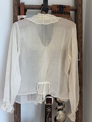 Vintage Antique Edwardian 1900s 1920s Ruffle Flowy Blouse Blue Bird Paris NYC
