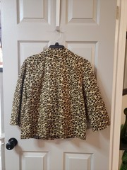 VTG Willi Smith Womens Blazer Jacket Size 8 Cheetah Print 3/4 Sleeve Wool Blend