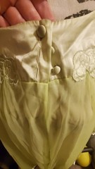 Vintage Gossard Artemis Lime Green Nightgown Button Neck Puff Sleeves Medium 60s