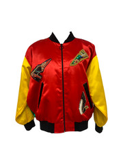 Vtg Vintage 1980s 80s Color Block Primary Colors Novelty Sequin Bomber Jacket