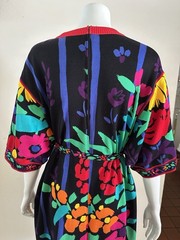 1980s Leonard Studio Italy Cotton Knit Floral Dress Hidden Logo Belted Pop Art