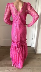 Vintage ILGWU Lace Overlay Dress, Sz 18, Special Occasion, Party, Statement