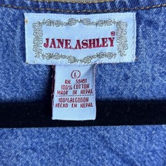 Vintage 90s Jane Ashley Floral Embroidered Denim Button Front Midi Dress Size L