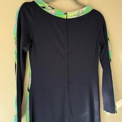 Leonard Paris Navy Blue + Lime Green / Pink 60s 70s Vintage Silk Designer Maxi