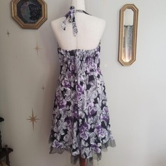 Vintage iHot Floral Swing Dress XL / XXL Rockabilly, Retro, Pin Up Purple