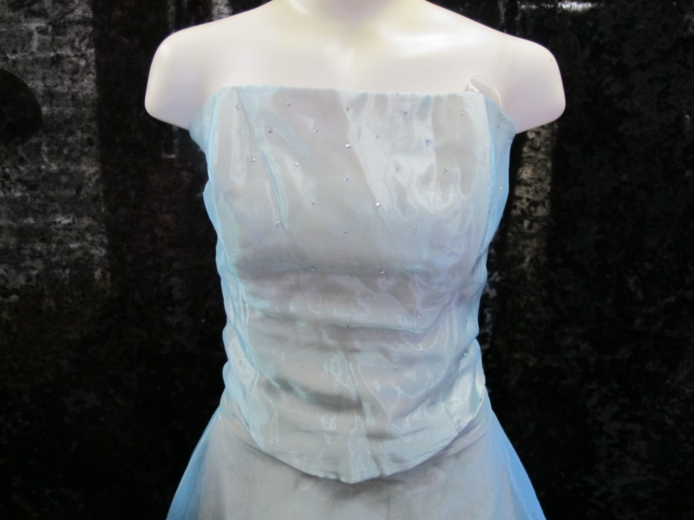 Vintage 90s Pale Blue Two Piece Formal Dress (H0155)