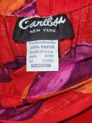 Vintage 2 Piece Caribou New York Wrap Style Coulotte(M) & Blouse(L) Red Floral