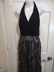 Morgan & Co. Stretch Halter A-Line Gown With Sequin Skirt 10 Paid $199