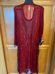 Stunning Vintage Deep Red Kameez with Intricate Embellishments, Women’s Size M