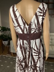 Vintage 60s 70s Ruth Clarage Hand Printed Tropical Maxi Dress Bamboo Sz 16