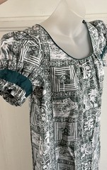Vtg 1980s 90s REYN SPOONER Green Hawaiian Lahaina Sailor Print Mumu Muumuu-Sz XS