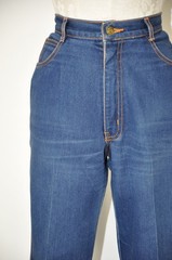 80s Gitano Dark Blue Indigo Cotton High Waist Straight Denim Pants Jeans Women M