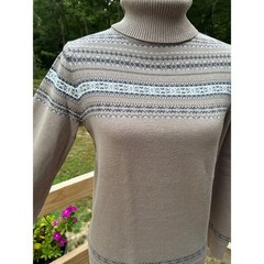 Vintage Style Croft & Borrow Turtleneck Sweater Taupe Brown Nordic Cozy Size S