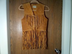 Vtg Pypsa 60’s 70’s Brown Suede Heavy Fringe Lace Up Vest Sz 32/Mexico Sz 2 US