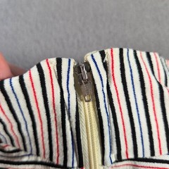 Vintage 70s Bodysuit Womens Small Striped Short Sleeve High Neck Shirt Romper