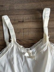 Vintage Her Majesty Off White Lace Trimmed Slip Petticoat Size 6