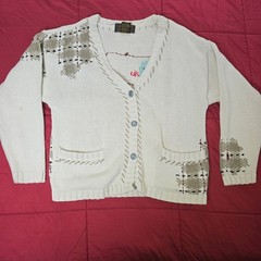 Vintage Eddie Bauer 100% Cotton S Cowboy Horse Western Cardigan Sweater Women