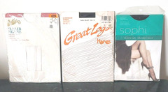 Lot 3 VTG Full Figure Women’s Pantyhose Stockings Queen Size 1X-2X 160-190 lbs