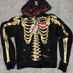 Y2K NWT Womens Pepe Jeans Bones Zip Up Jacket Size XXL NOS Streetwear Skull