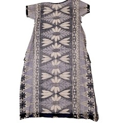 Pingo’s Maui Hawaiian MuuMuu Blue White Floral Wrap Tie Waist – See Measurements