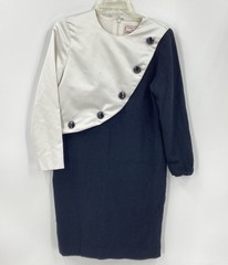 Carolina Herrera Studio Black and White Colorblock Sheath Dress 80s 90s Vtg 10
