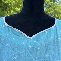 Vintage Partners Please Malco Modes Square Dance Dress Floral Blue Lace Size 14