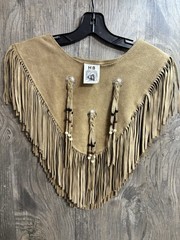 HB vintage Native American Suede Leather Poncho Top Beaded Concho One Size