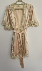 Vintage Eve Stillman M 100% Silk & Lace Robe Cut Tag Pink Romantic Designer