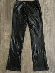 Shiny Black Genuine Leather Pants Womens Reptile Pattern Size 2 28″ Waist Sleek