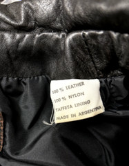 Women’s Vintage 1970s Hooded Black Leather Jacket Orig Label Made in Argentina S