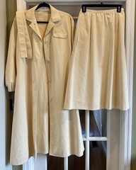 Vintage Halston Set-Cream Ultrasuede Coat With Belt And Matching Skirt 1970s