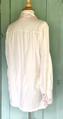 MINT 50s Cristina’s Boutique Mexican Tourist Shirt Hand Chain-Stitch Embroidery