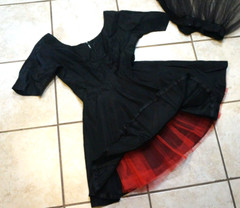 Vintage Short Black Taffeta Party Dress with Tulle Skirt