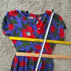 Vintage Silk Floral Poppy Wrap Dress Purple Petite 12 Resortwear Garden Party