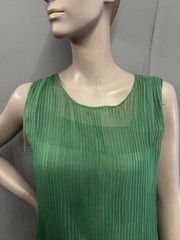 Fabulous 1920’s Dress Of Pleated Green Chiffon With Purple Silk Velvet Sash