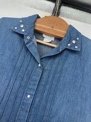 Vtg 1970’s Jean Dress Full Skirt Fitted Bodice Union Made Cottagecore S70.s