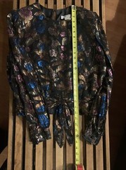 VTG Hal Ferman Black Multi-color Metallic Lurex Floral Waist Tie Size 14