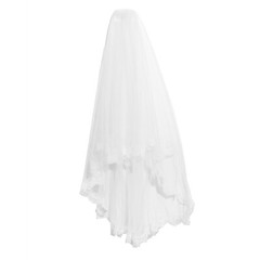Bride Double Layered Pure White Pearl Veil Headwear Engagement Wedding Lace Veil