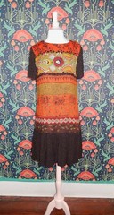 Vintage 90’s St. Tropez West Art Teacher Boho Mixed Print Drop Waist Dress S/M